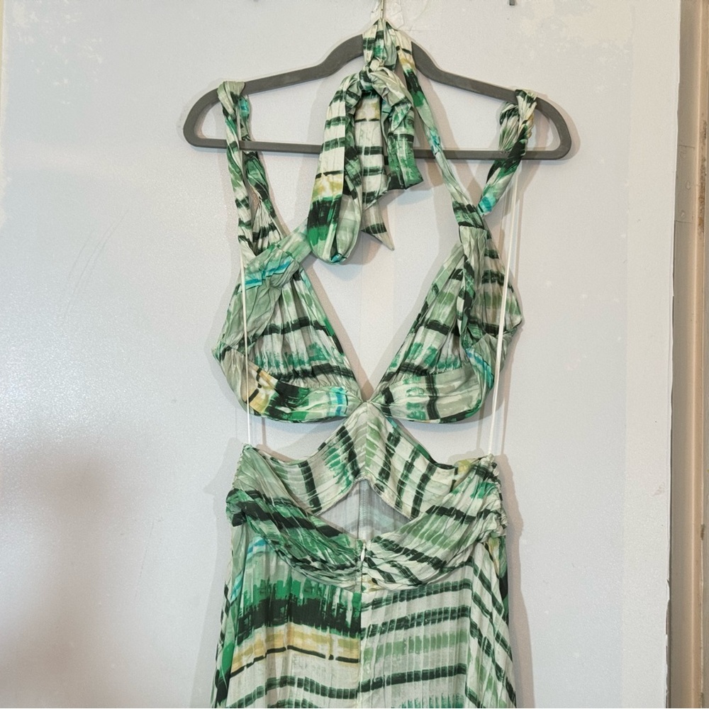 New 12th Tribe Mint Green and White Abstract Print Maxi Dress - Picture 11 of 16